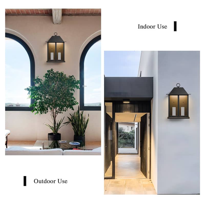 Black Modern Integrated LED Indoor/Outdoor Wall Lantern Sconce