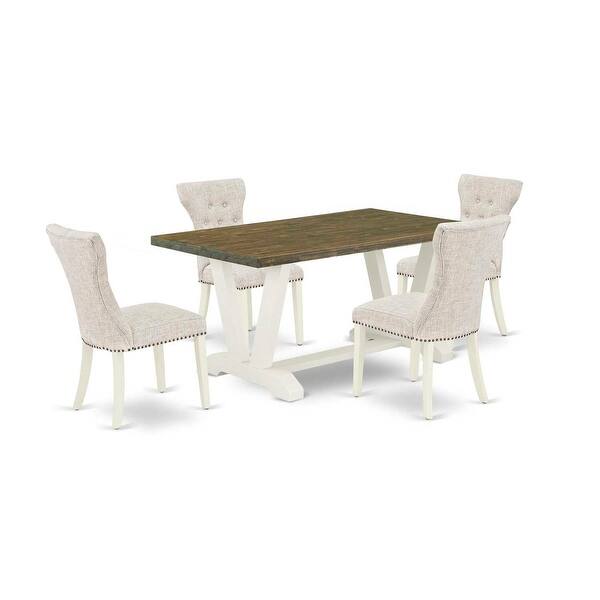 Coastal Farmhouse Dinette Set - 5 Piece Rectangular Table & Chairs ...