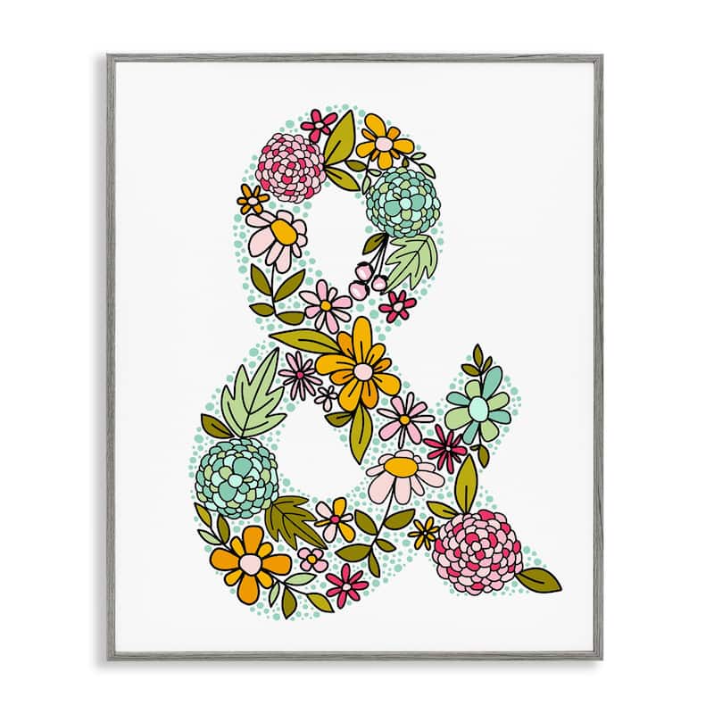 Stupell Hydrangea Florals Ampersand Framed Giclee Art Design By Mandy Ford Art + Illustration - 24 x 30 - Grey