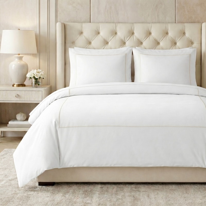 Superior Egyptian Cotton 1000 TC Embroidered Duvet Cover Set