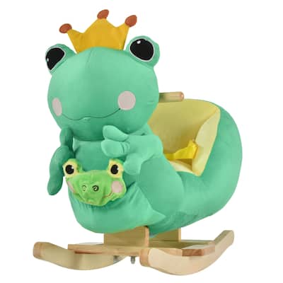 Kids Rocking Chair Frog Toy with Plush Fabric, Soothing Lullaby, Adjustable Seat Belt and Comfortable Design