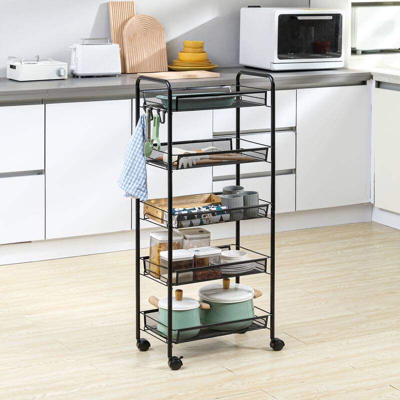 5 Tier Utility Rolling Cart(no include stool)