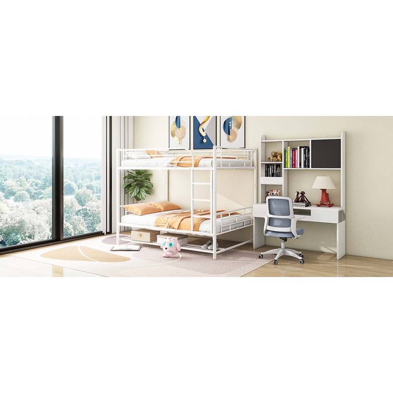 Full Over Full Metal Bunk Bed with Guardrails