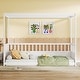 preview thumbnail 1 of 13, Twin Size Canopy Floor Bed Frame with Guardrails and Four Poster Design White