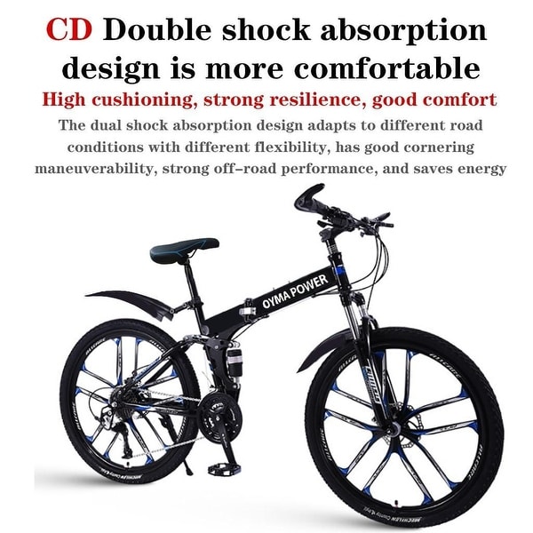 Mountain Bike 21 Speed 26in Folding Bike Double Disc Brake