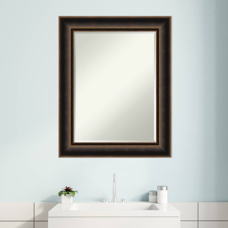 Villa Oil Rubbed Bronze Beveled Wood Framed Bathroom Vanity Wall Mirror - Villa Oil Rubbed Bronze