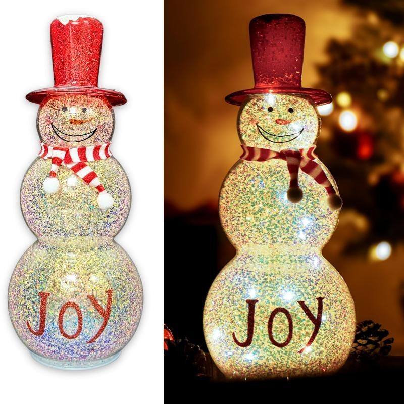 LED Snowman Table Light - Christmas Decor with Hat & Scarf, Battery Operated Holiday Night Light - N/A - Red