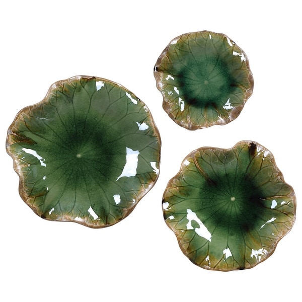 slide 2 of 7, Uttermost Abella Green Ceramic Wall Decors (Set of 3)