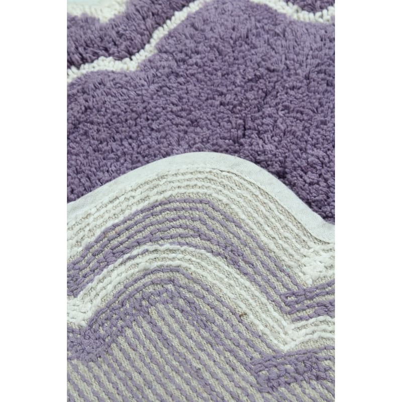 Allure Collection 100% Cotton Non-Slip Bathroom Rug Set, 3 Piece Machine Washable- Bathroom Rug, Bath Rug, U Shaped Contour