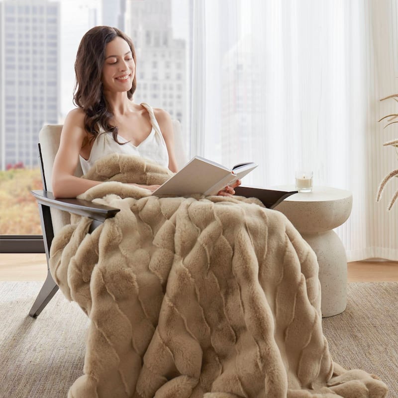 Madison Park Camille Faux Fur Throw