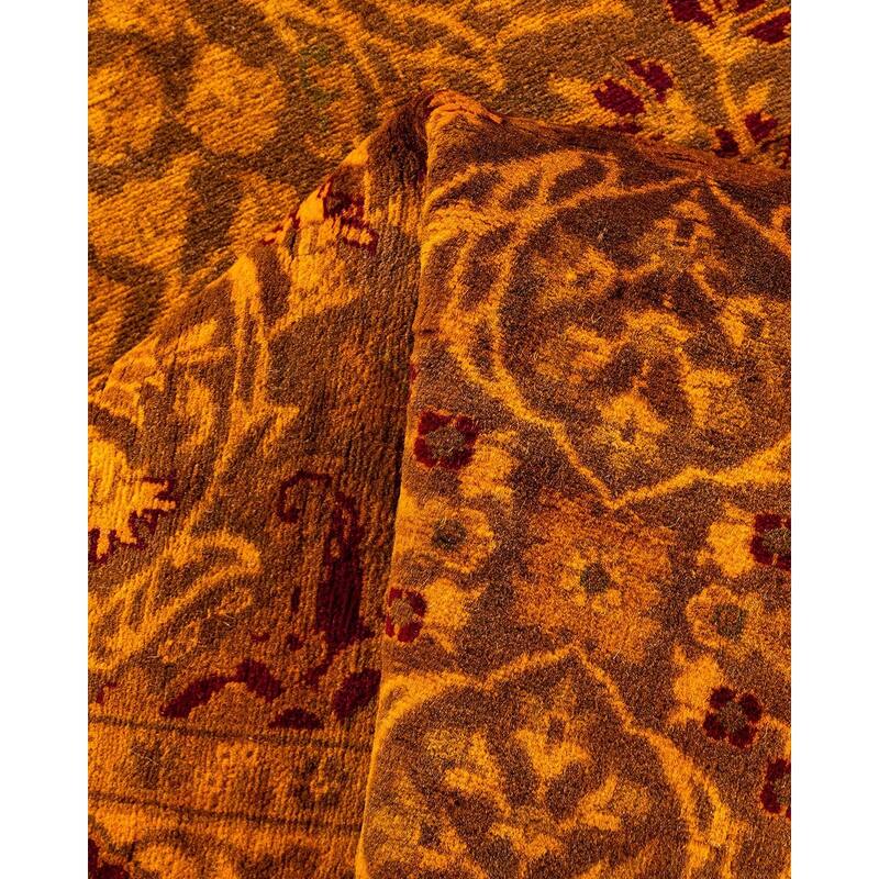 Fine Vibrance, One-of-a-Kind Hand-Knotted Runner Rug - Brown, 3' 1" x 14' 9" - 3' 1" x 14' 9"