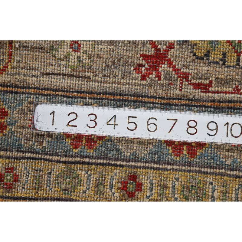 Hand Knotted Oriental 100% Wool Carpet Transitional All-Over Brown Oushak Area Rug - 9' 1'' X 6' 6''