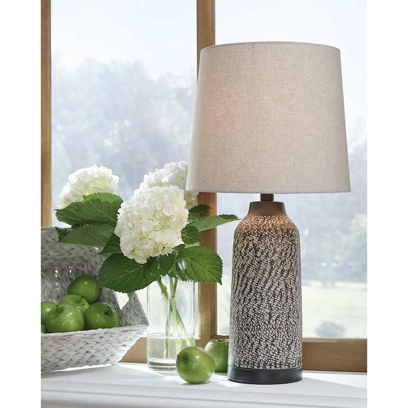 Signature Design by Ashley Lanson Antique Bronze Metal Table Lamp (Set of 2) - 12"W x 12"D x 24"H