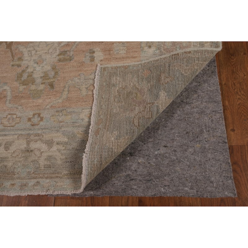 Vegetable Dye Pink Oushak Oriental Area Rug Hand-Knotted Wool Carpet - 3'11"x 5'10"