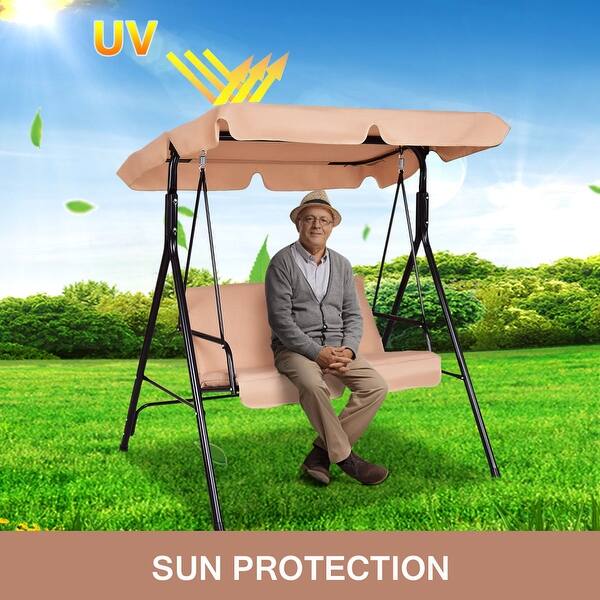 Shop Costway Loveseat Patio Canopy Swing Glider Hammock Cushioned Steel On Sale Overstock 18189271