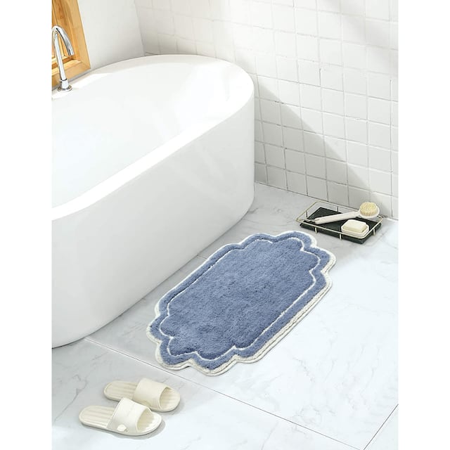 Home Weavers Allure Collection Absorbent Cotton, Machine Washable and Dry Bath Rugs - 17"x24" - Blue