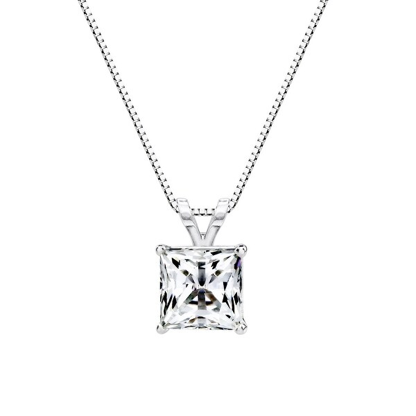 Solstice Sterling Silver Princess Swarovski Zirconia Solitaire Pendant