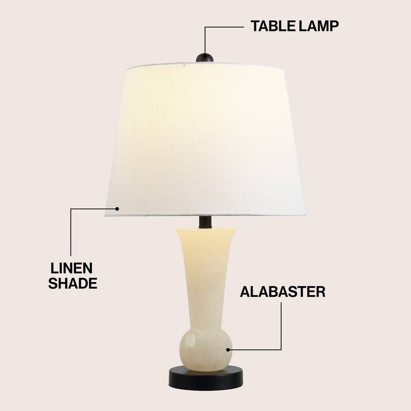 JONATHAN Y Eliza 23" Alabaster LED Table Lamp, Crystal Base