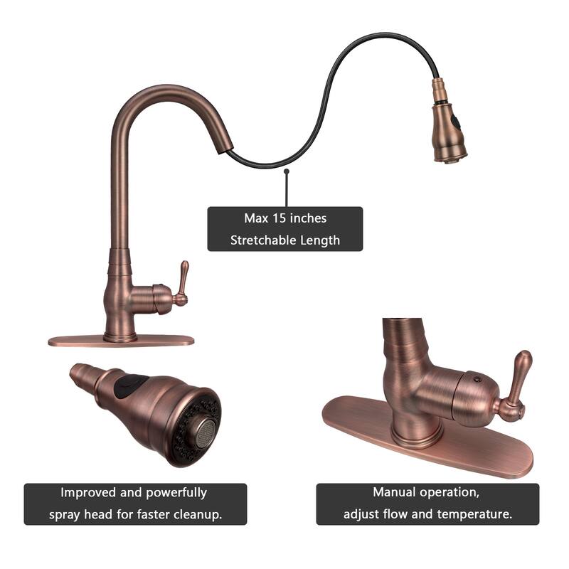Pull Down Kitchen Faucet with Deck Plate