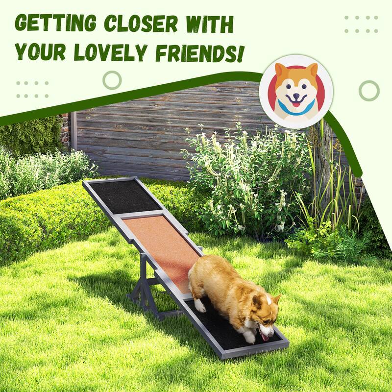 PawHut Wooden Dog Agility Seesaw for Training and Exercise, Platform Equipment Run Game Toy, Weather Resistant Pet Supplies