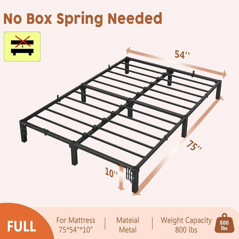 10 Inch Metal Platform Bed Frame Easy Assembly Bed Base for Bedroom and Home Use