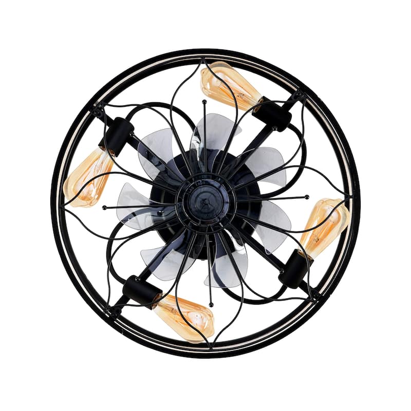 20" Lotus Design Fabric Farmhouse Bladeless Ceiling fan With Remote Control For Living room, Bedroom,Kitchen