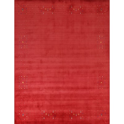 Tribal Gabbeh Indian Area Rug Handmade Red Wool Carpet - 8'0" x 9'9"
