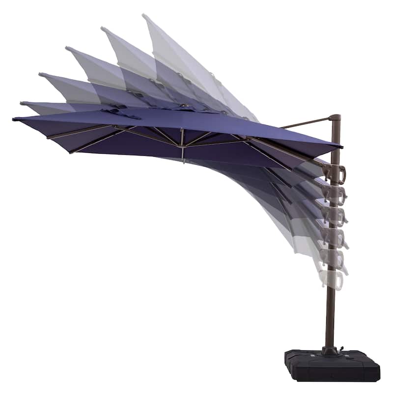 9 x 11 ft Patio Cantilever Offset Umbrella 360-degree Rotation with Base