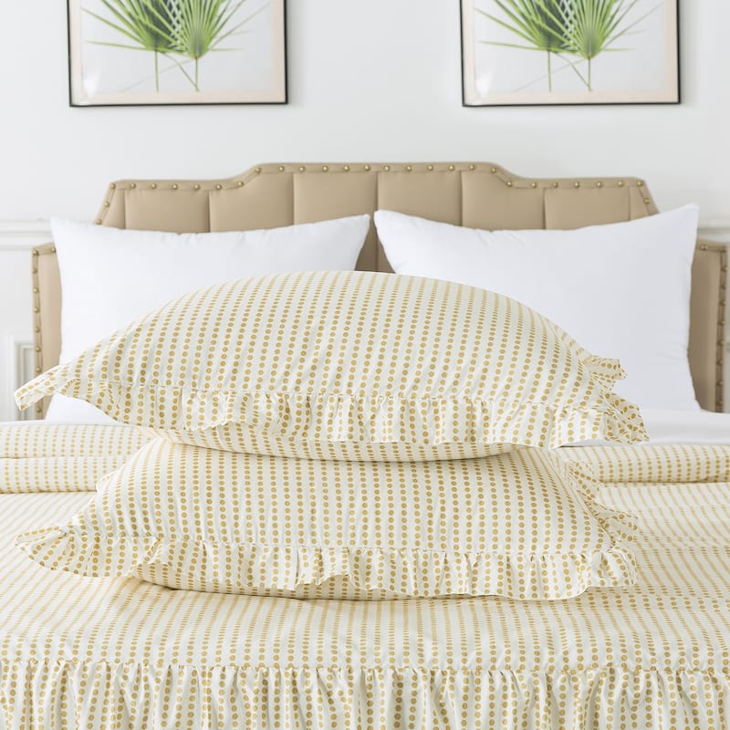 Polka Dot Ruffle Skirt bedspread with 30-inch Drop