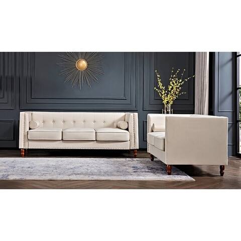 Kittleson Classic Nailhead Chesterfield 2 Piece Living Room Set