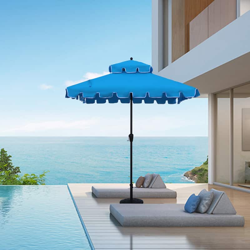 Maypex 7 Feet Square Scallop Patio Umbrella, Base Not Included