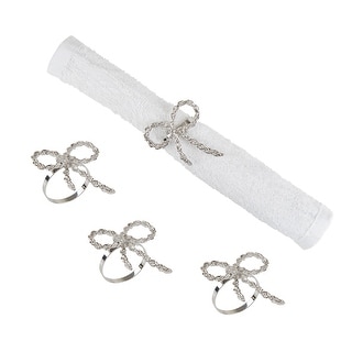 Silver Ribbon Napkin Ring, Set of 4 - Bed Bath & Beyond - 36931414