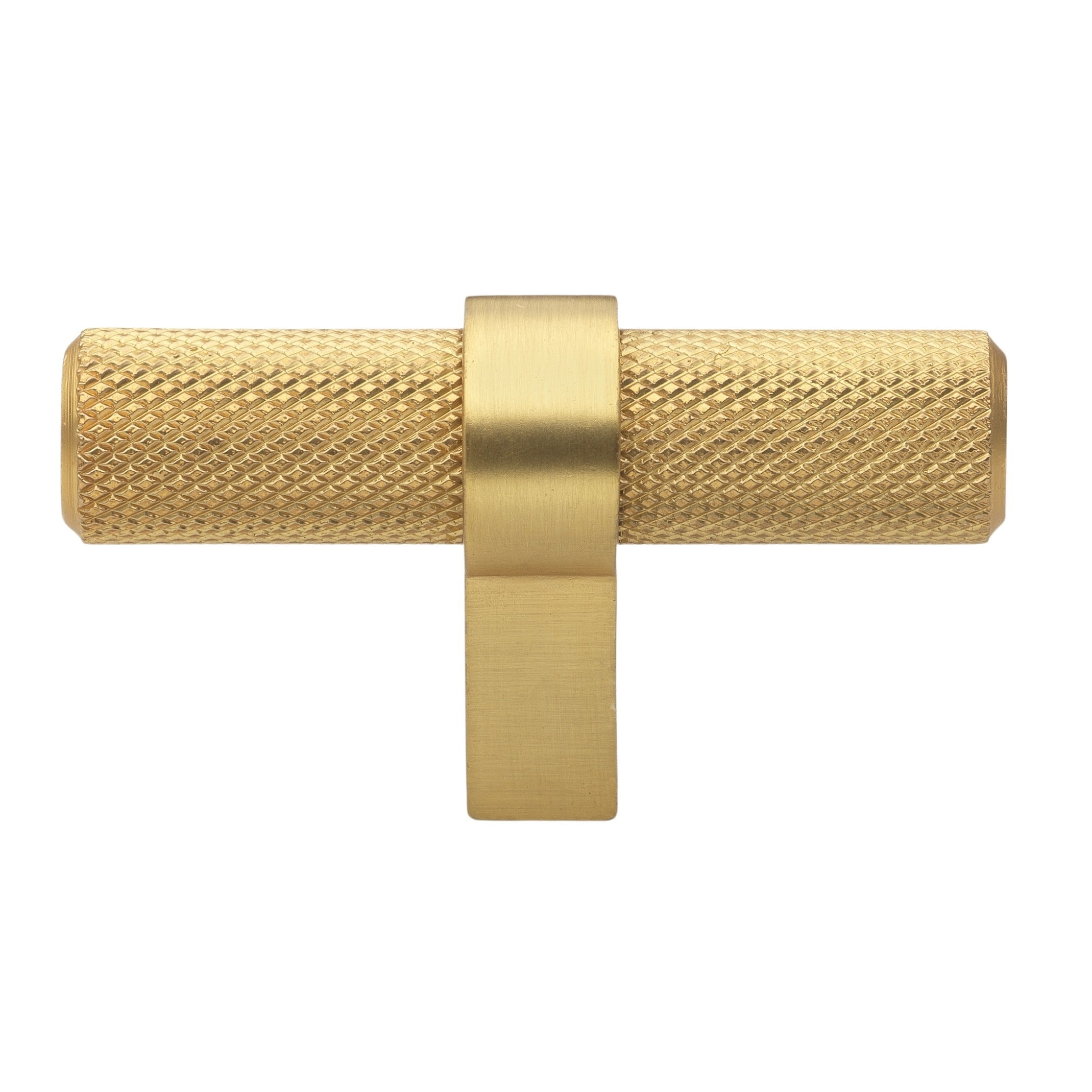 2.25 in Brass Gold European Knurled Solid Steel Cabinet T-Bar (Pack of 5) - Brass Gold
