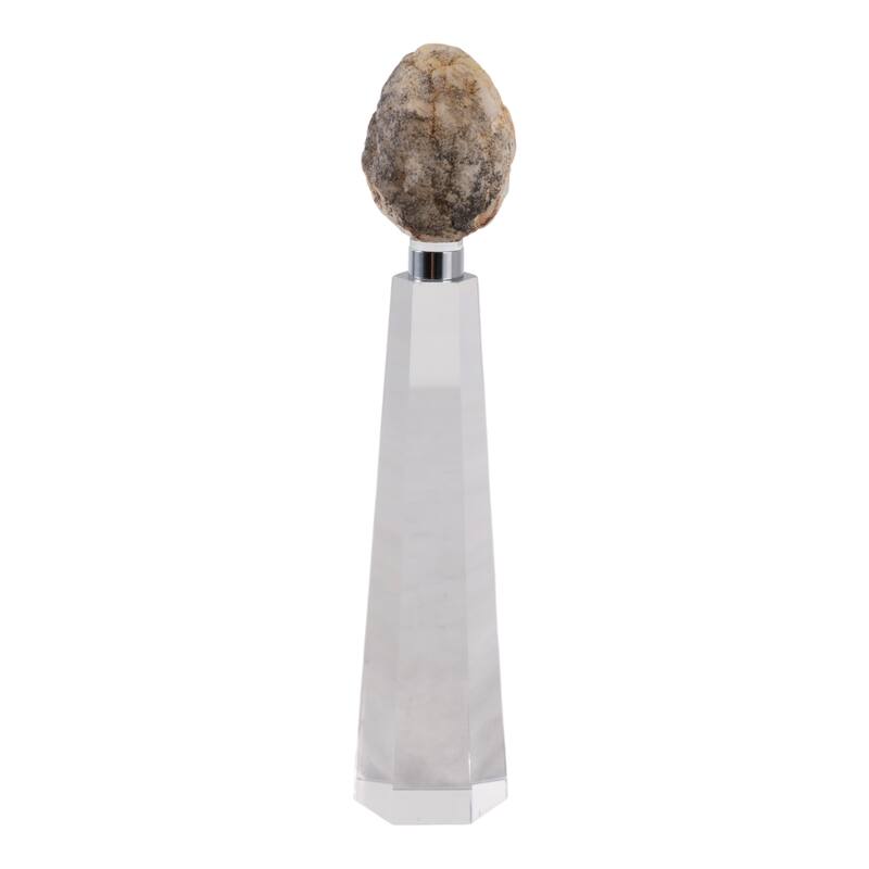 Crystal Stone Decorative Object Modern Geometric Glass Base Home Decor