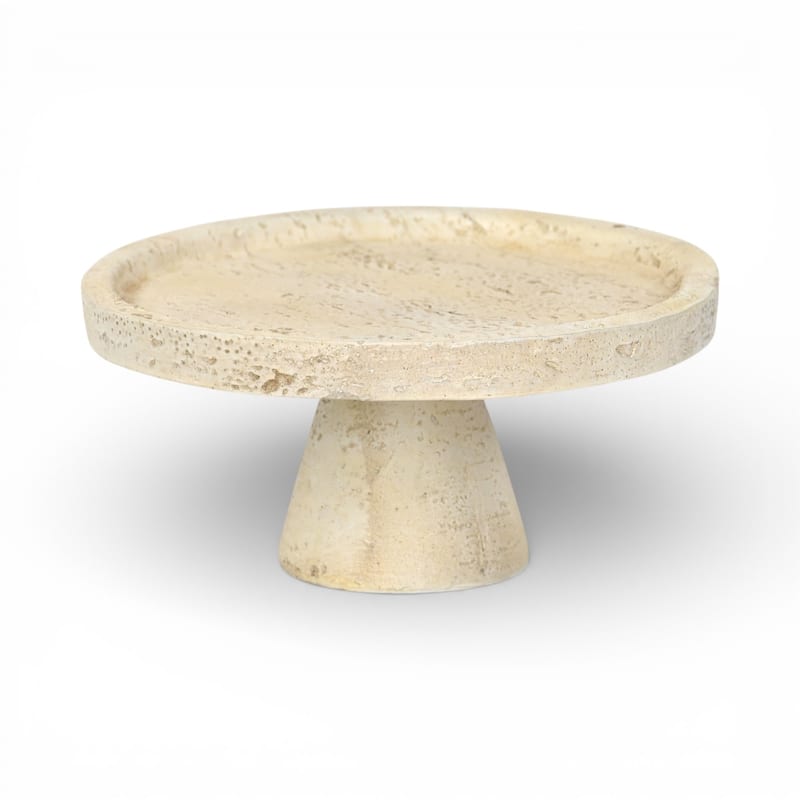 Avice 9.5" Beige Stone Style MGO Decorative Pedestal Bowl