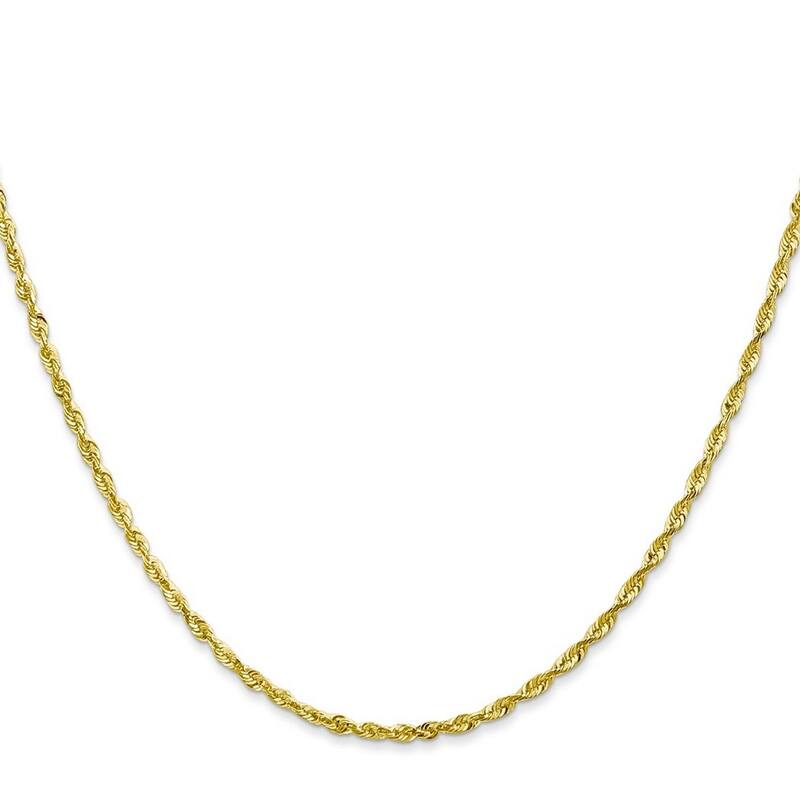 Curata 10k Yellow Gold 2mm D/C Extra Light Rope Chain Necklace (Lobster) Options: 16 18 20 24