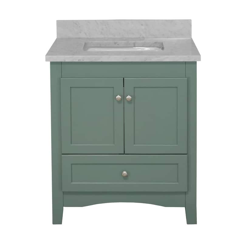 KitchenBathCollection Abbey 30" Bathroom Vanity with Carrara Marble Top