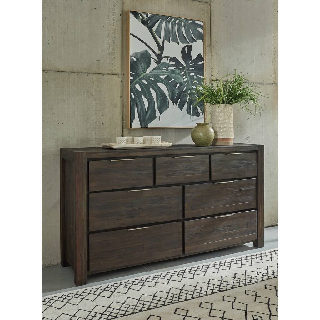 Savanna Seven Drawer Solid Wood Dresser in Coffee Bean