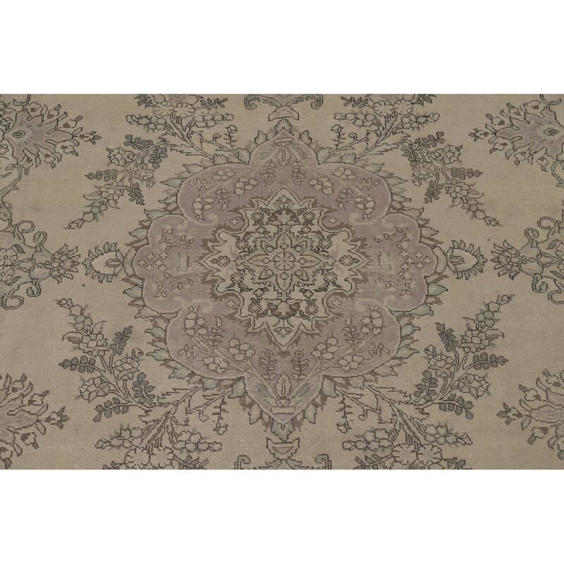 Distressed Tabriz Vintage Persian Rug Handmade Bedroom Wool Carpet - 9'4" x 12'11"