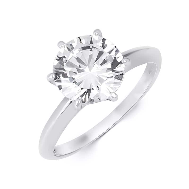Sterling Silver Round CZ Solitaire Promise Engagement Ring 3 CTW