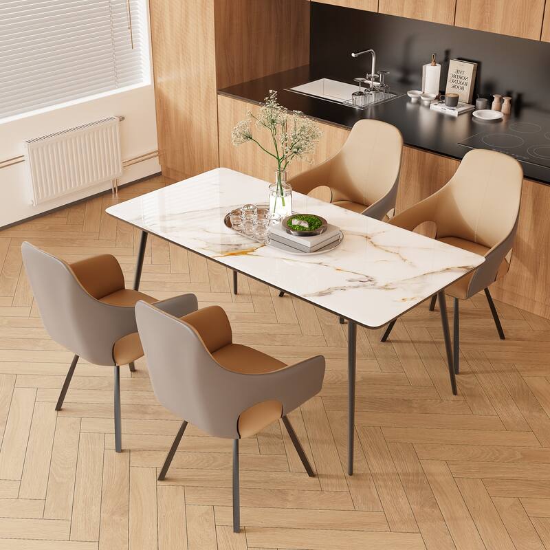 Two-tone Microfiber Leather Upholstered Rotatable Dining Chairs (Set of 2) - 22.83" W x 19.69" D x 36.61" H