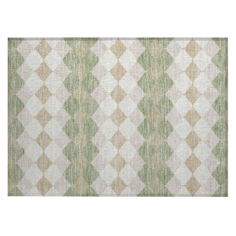 Machine Washable Indoor/ Outdoor Modern Mosaic Chantille Rug