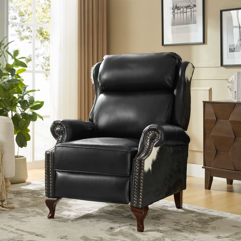 Luigi Traditional Genuine Leather Manual Recliner with Nailed Trim by HULALA HOME