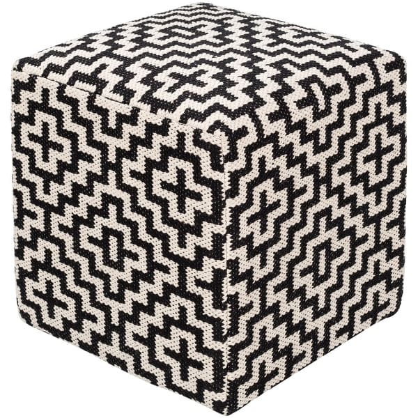18 Black And White Geometric Square Pouf Ottoman Overstock 28696692