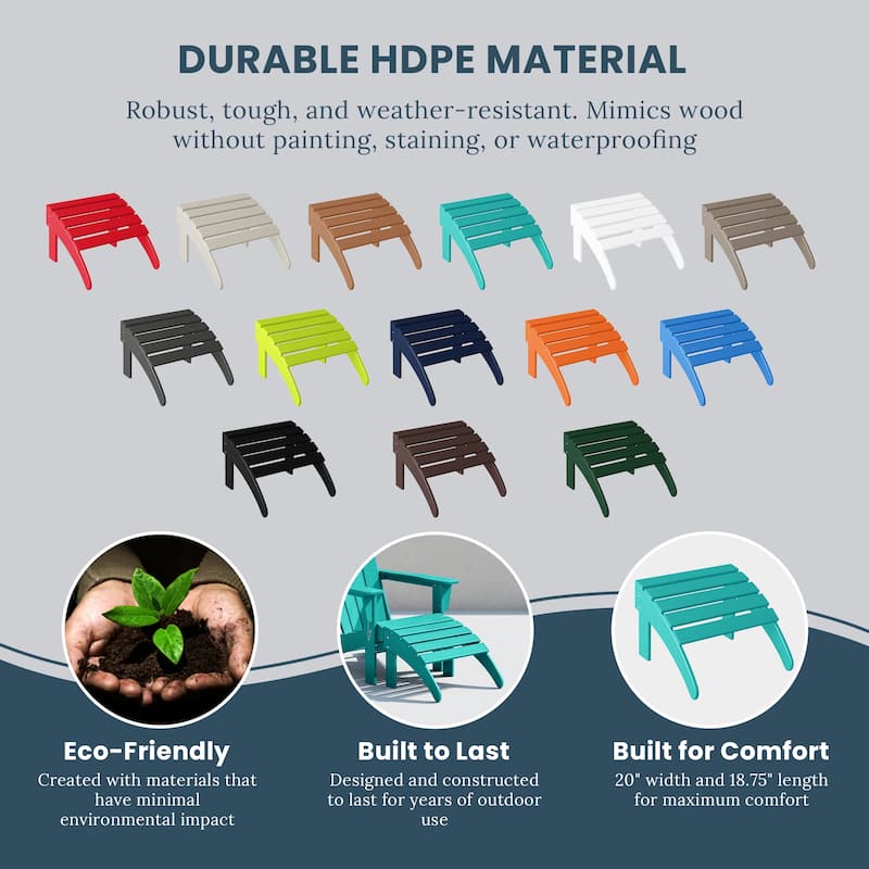 Polytrends Laguna Hdpe All Weather Outdoor Patio Foldable Ottoman