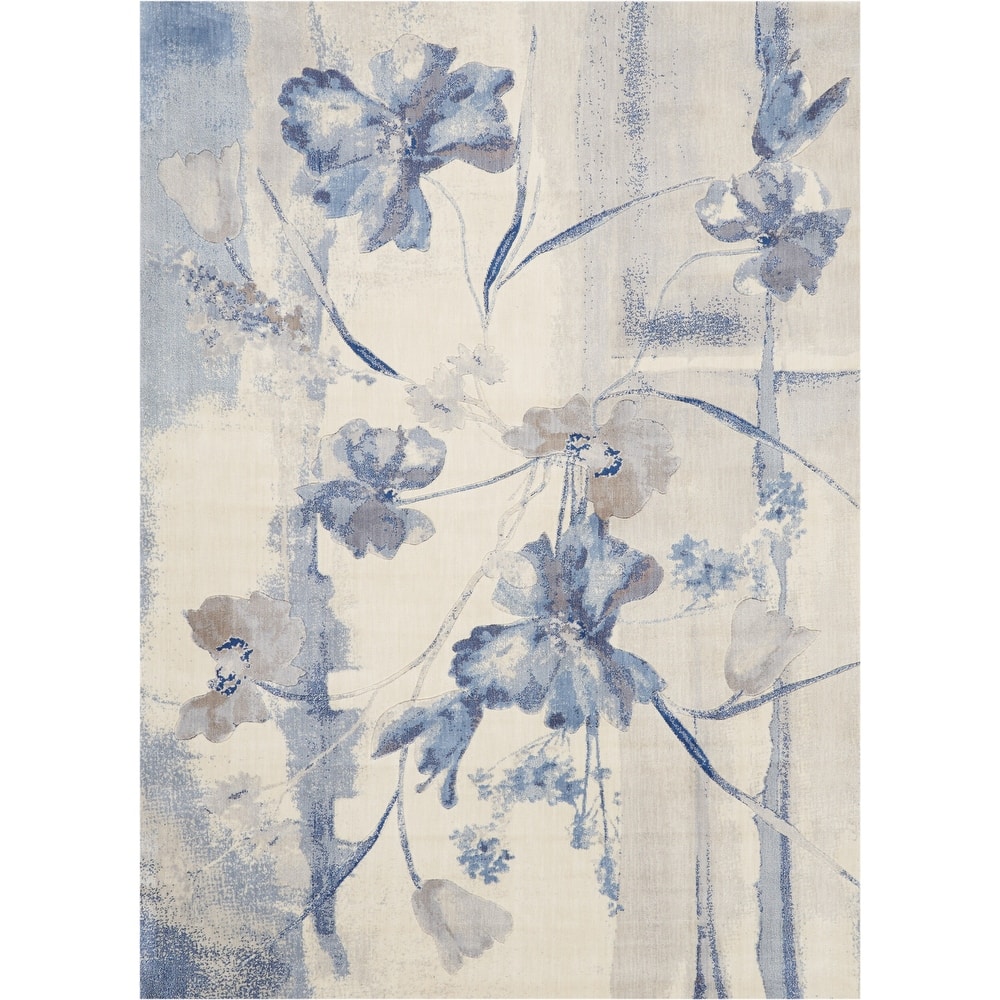 Nourison Somerset Vintage Watercolor Floral Pattern Area Rug