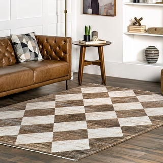 Nuloom Joseline Checkered Fringe Area Rug