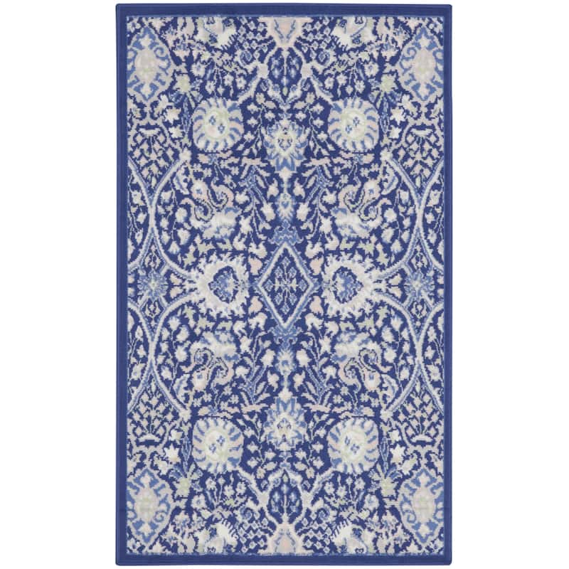Power Loomed Floral Traditional Stain Resistant Area Rug - 60' X '36' X '0.39