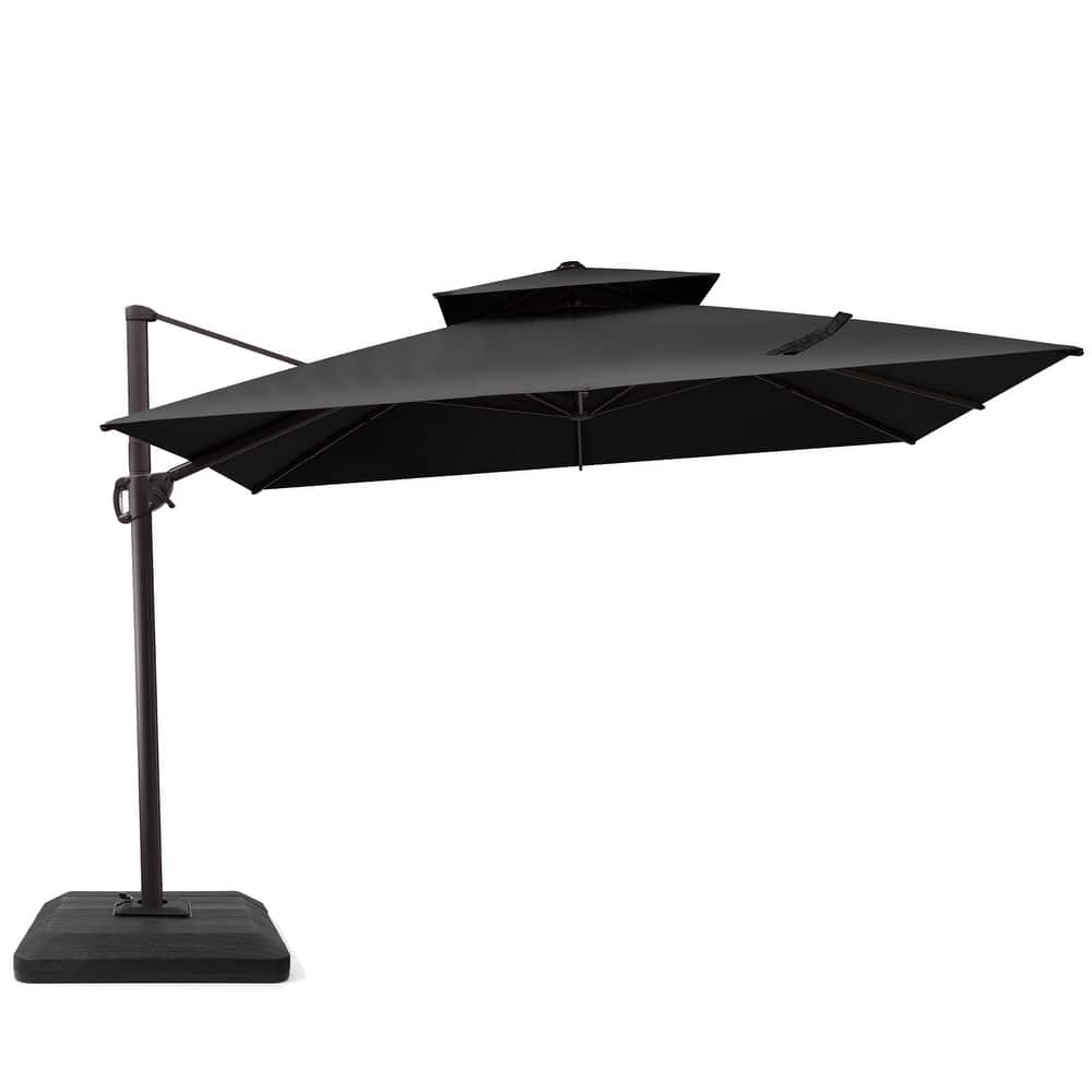 10FT Square Patio Cantilever-Offset 360 Degree Rotation Umbrella with Base
