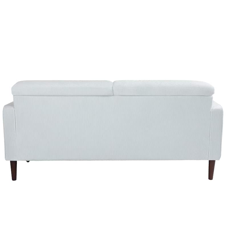 Modern Corduroy Upholstered 2 Seater Sofa with Bolster Pillows